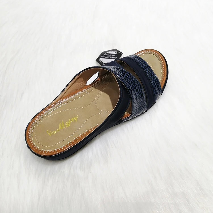 2020 new crocodile leather soft and comfortable wedge sole simple fashion ladies slippers