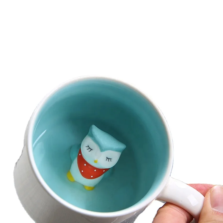 Дорожная кружка для кофе и блюдца с 3d животными крышки логотипом фарфоровая чайная чашка сублимационная эспрессо оптовая продажа новые