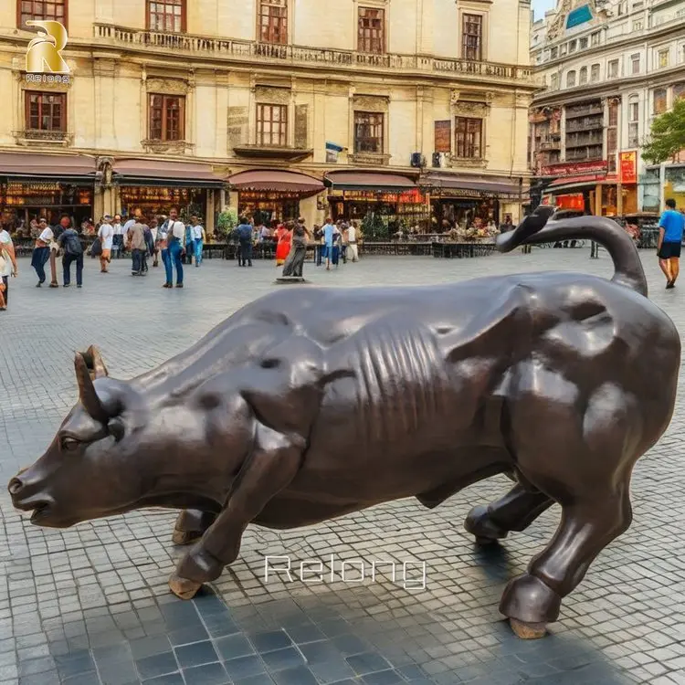 Outdoor City Decoration Life Size Wall Street Metal Animal Sculpture Bronze Bull Statue for Sale
