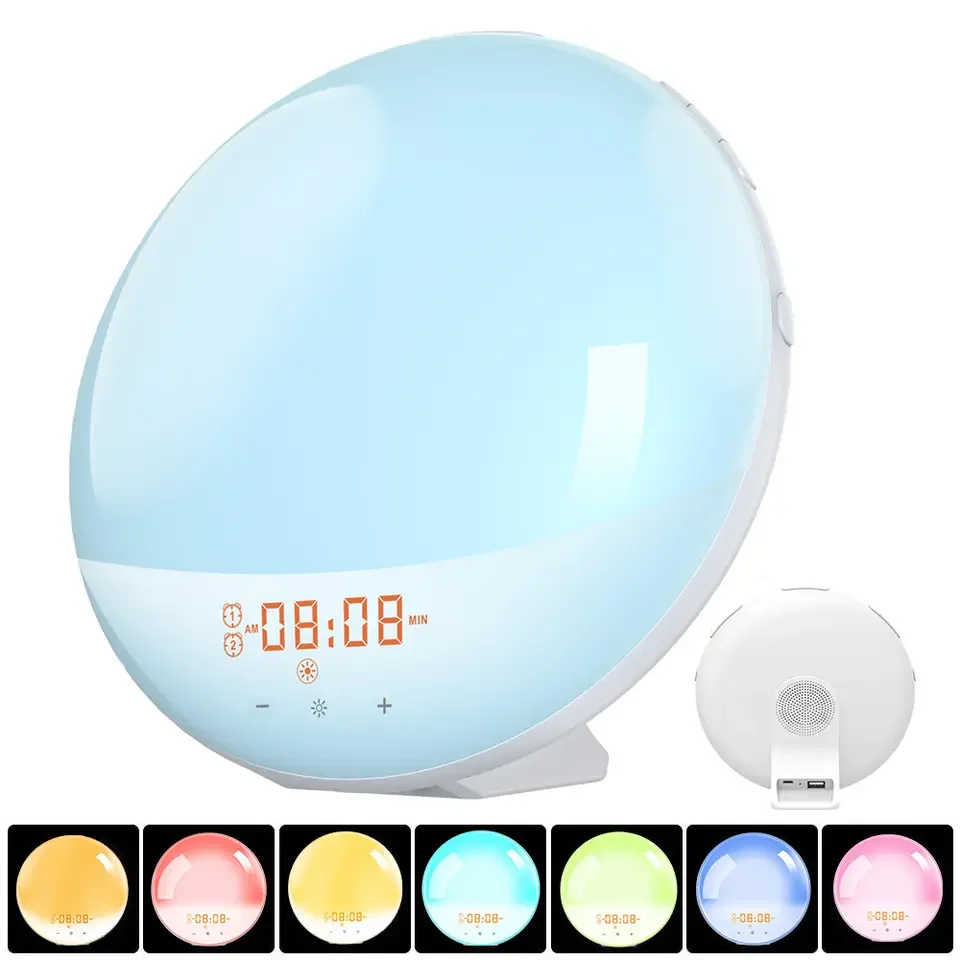 New Hot Sale Wake-up Lamp Sunrise Alarm Clock for Kids Adults Bedrooms with Speaker FM Radio