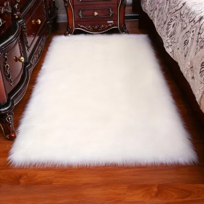 Shaggy plush fake sheepskin carpet with long hair faux fur rug
