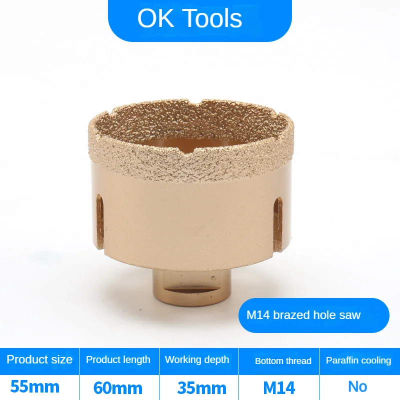 M14 threaded shank hole saw dry vacuum brazing diamond core drill bit angle grinder ceramic tile granite marble