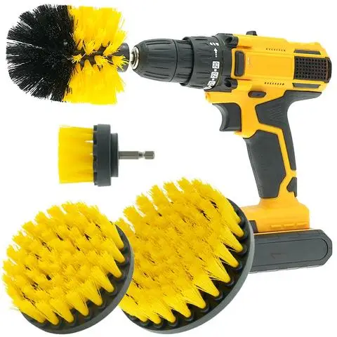 3 PCs Electric Drill Wheel Cleaning Brush Set Power Scrubber Brush Set for Car Wash Use Set