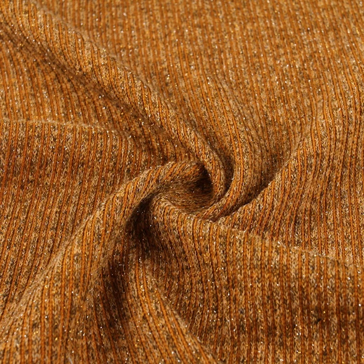 Custom color textiles poly rayon  spandex rib stretch polyester tejidos con lurex knit tessuti fabric and textiles for clothing