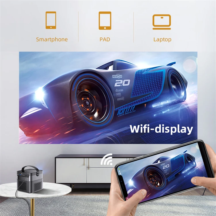 Мини-проектор DLP 1080p Smart Android Wifi BT четырехъядерный мобильный телефон проектор для домашнего