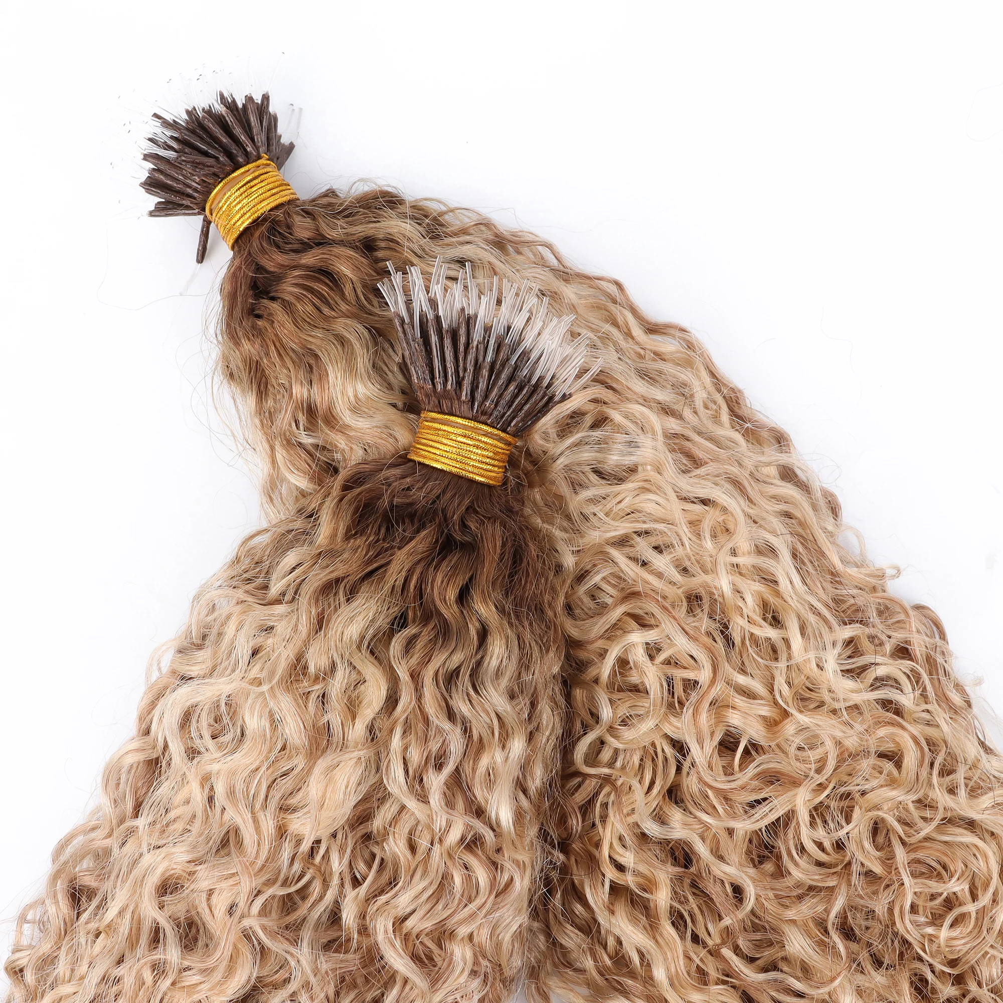 2023 New Raw Indian Human Hair F Tip Remy Cuticle Aligned 12A Kinky Curly Plastic Tip Hair Extension