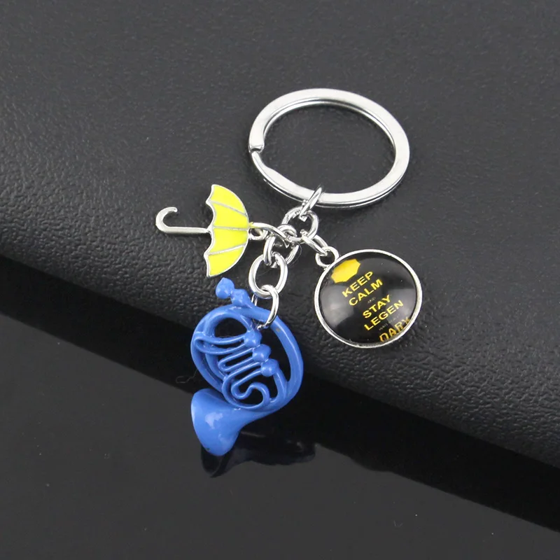 How I Met Your Mother Yellow Umbrella Blue French Horn Keychain New Factory Design