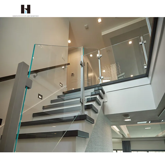 High Quality Modern Indoor-Outdoor Stainless Steel Aluminium Glass Balcony Staircase Railing Double Glazing Straight Handrail