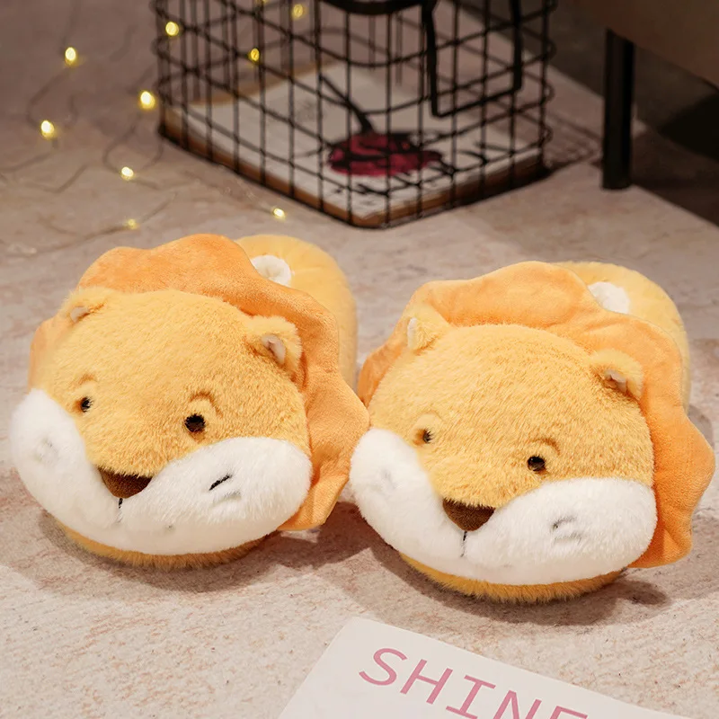Strict process requirements animal plush indoor slippers fluffy soft husky anti-slip winter warm slippers