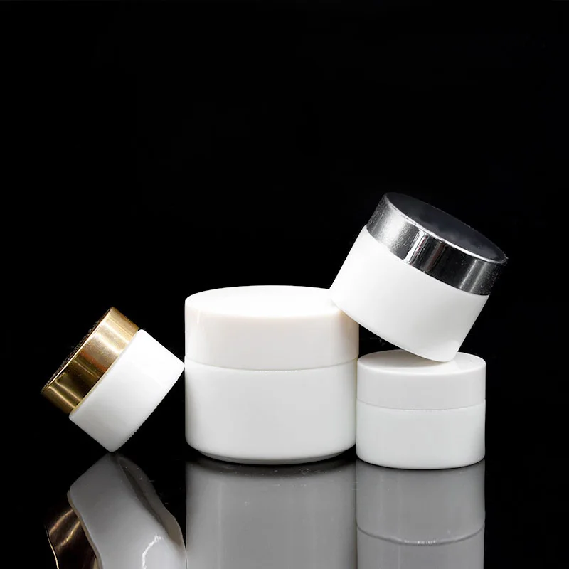Luxury cream  porcelain jar cosmetic 20ml,30ml,50ml and 100ml round opal white ceramic cosmetic cream glass jars beauty jar