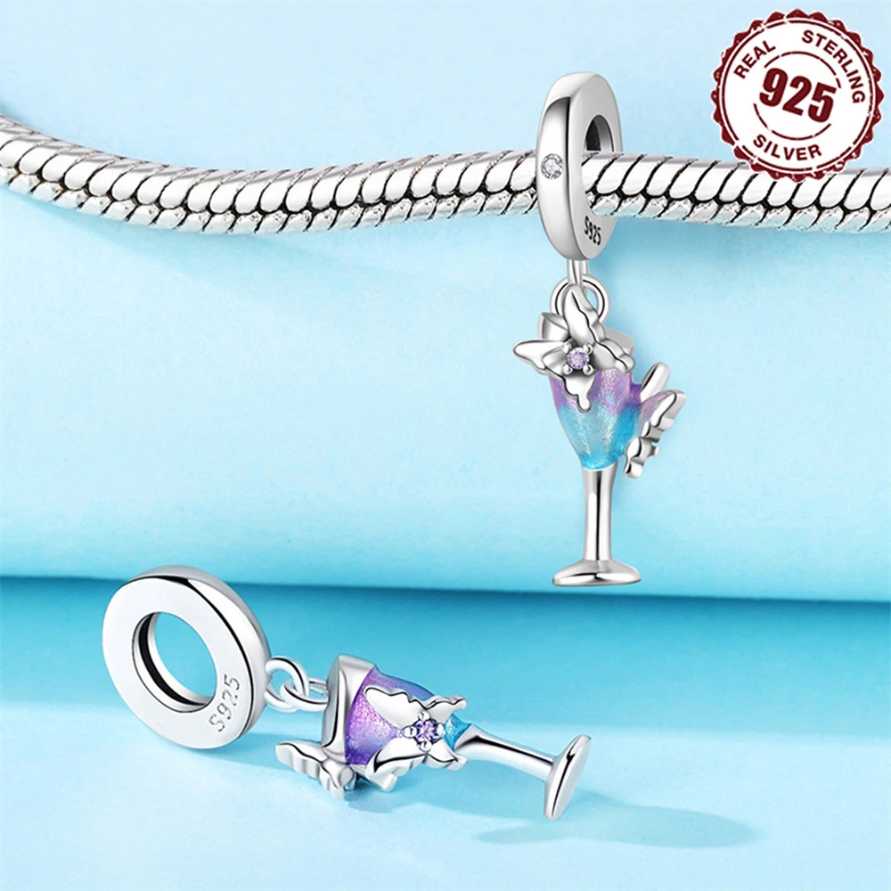 Fashion Women Jewelry 925 Sterling Silver Sunshade Sunglasses Ice Cream Charm For Original Bracelets Bangle For Female Gifts