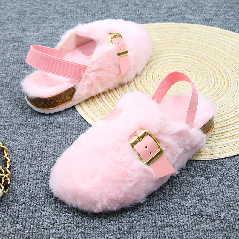 Designer Fluffy Fur Slippers Fashion Close Toe Ladies Fur Slippers For Women Indoor Home Fur Slippers