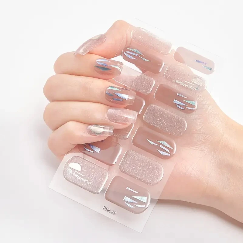 Wholesale Colorful Design Korea Semi-cured Uv Nail Sticker Wraps Pegatinas Para Unas