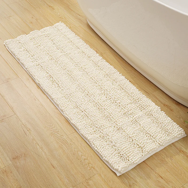 Amazon Hot Sale Long Fur Extra Thick Plush Flooring Striped Shaggy Chenille Bath Mat