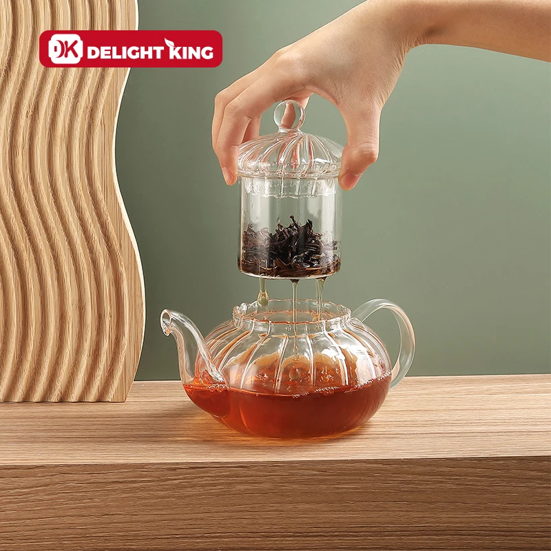 Borosilicate glass teapot with glass warmer heat resistant borosilicate teapot for tea maker glass teapot with infuser