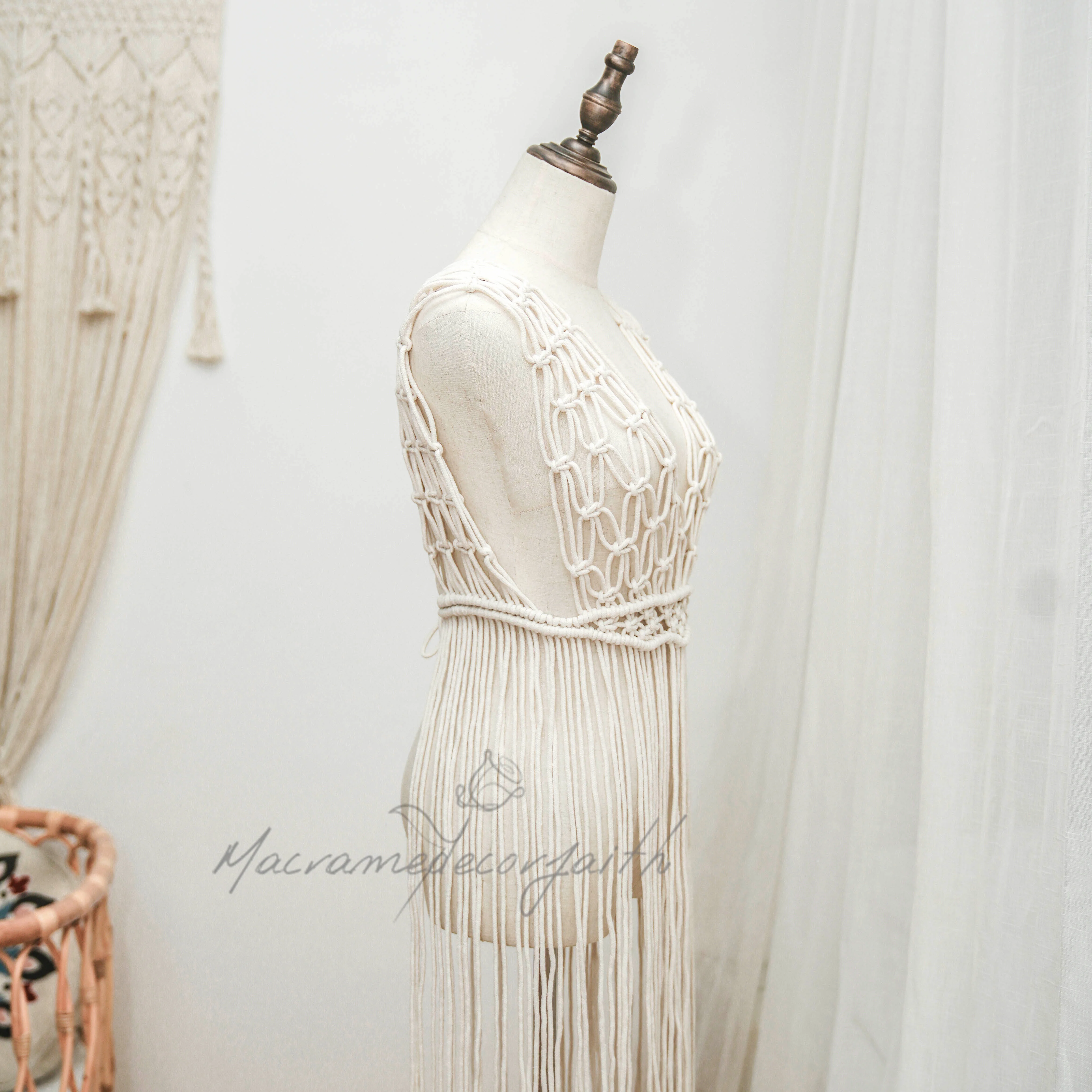 Woman Party Wear Dress Festival Outfit Beachwear Handmade Macrame Clothes Dresses