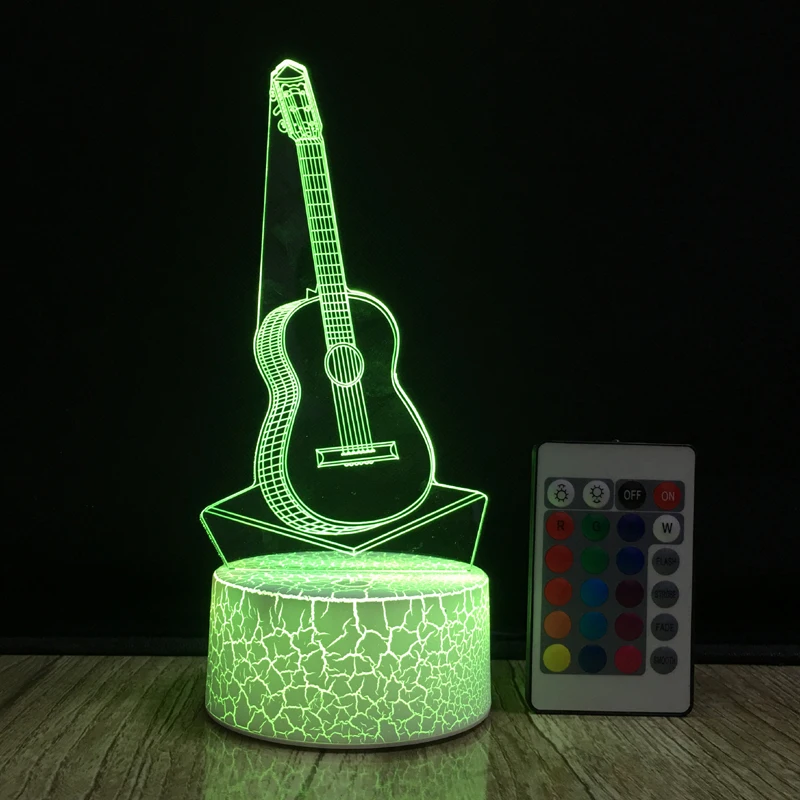 3D acrylic guitar night light lamp LED 7 Color Changing Gradient Baby Child Sleeping Night Light