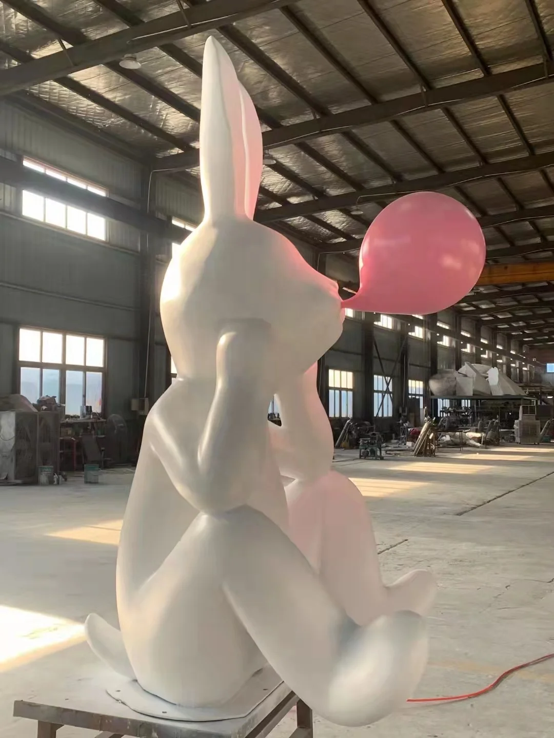 Modern metal art large cute rabbit outdoor garden animal statue window display bunny home decoration stainless steel sculpture