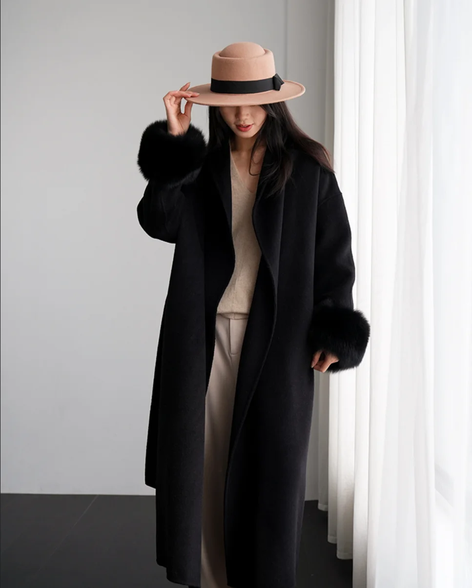 New Arrival QC24029 Hot Selling  Women Casual Long Cashmere Coat