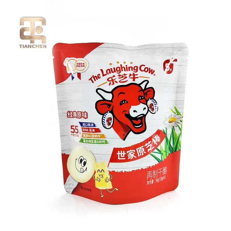 Custom Printed Plastic Cheese stick Packaging Stand up Ziplock Zipper Bag Pouch