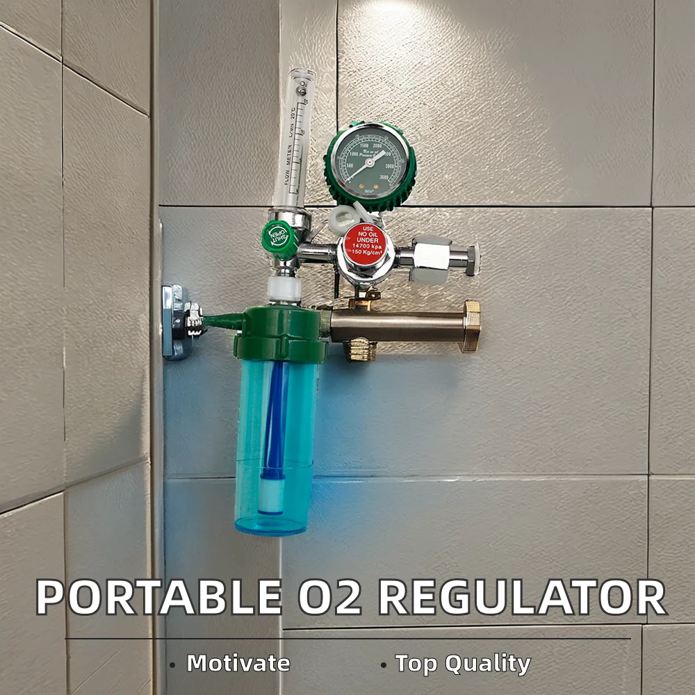 High Quality Portable Oxygen Regulator with Pressure Gauge and Humidifier for Hospital Use Good for Stretcher