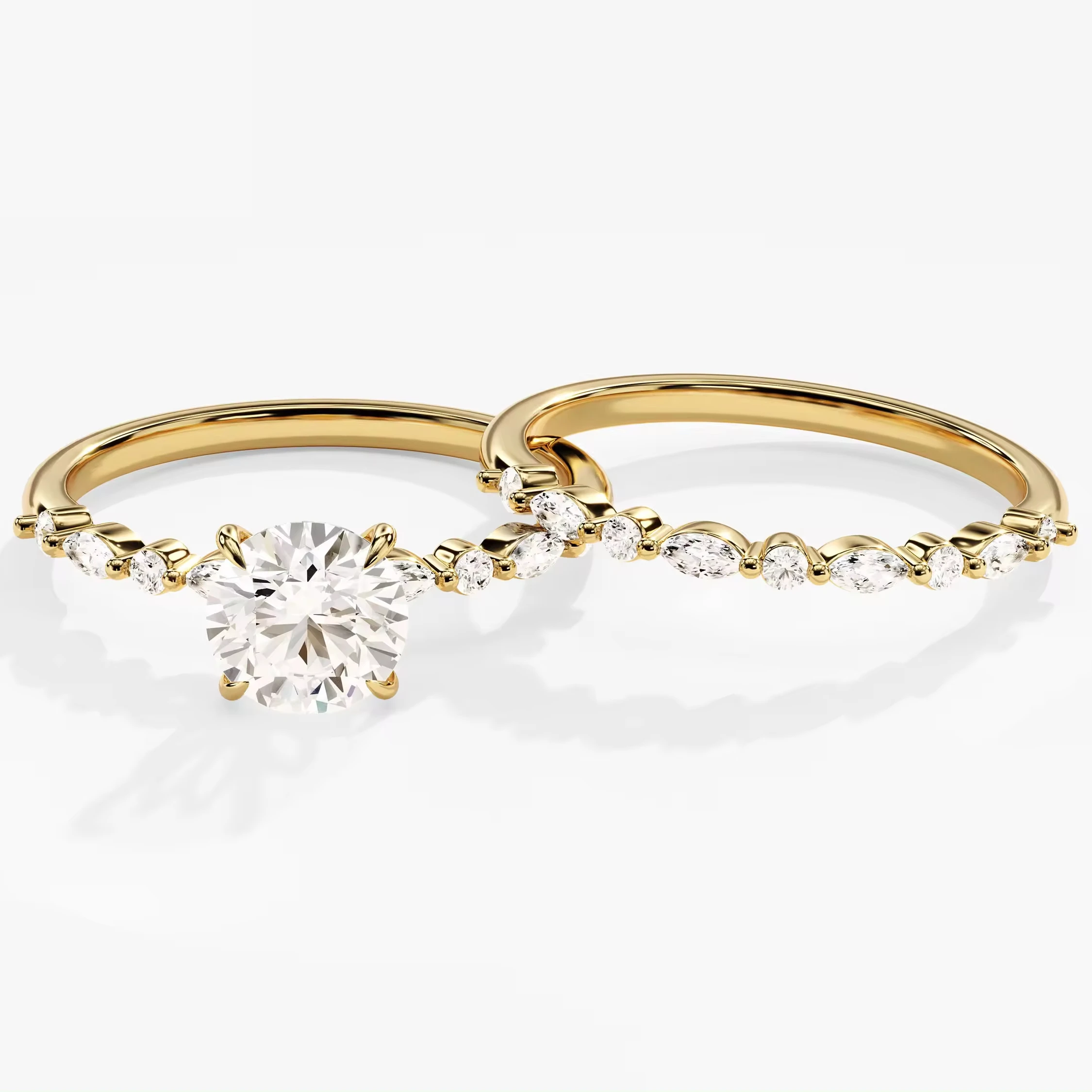 14k 18k Gold Solitaire Round Diamond Ring Custom Wedding Jewelry Band Promise Pave Set Womens