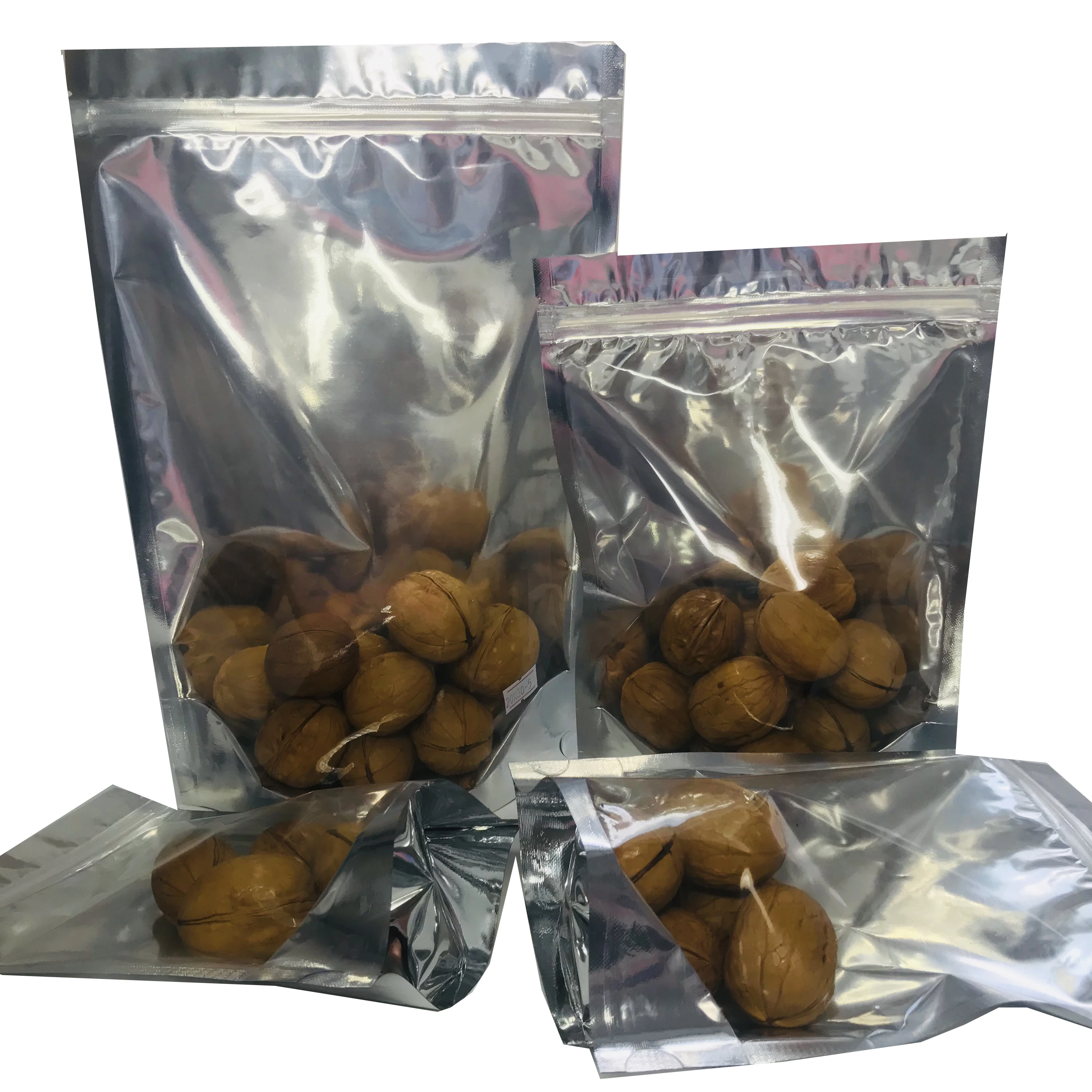 Wholesale Stand Up Pouch Aluminium Foil Package Bags With Zipper And Tear Notch Silver Ziplock Pouch For Food