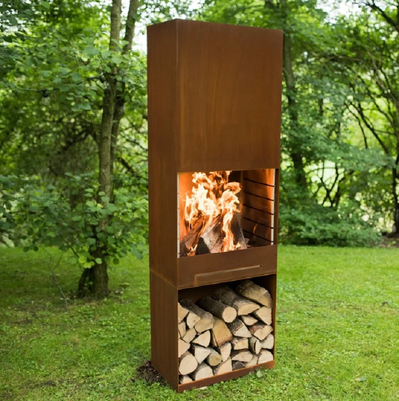 Wood Burning Corten Steel Outdoor Fireplace/Fire Pit