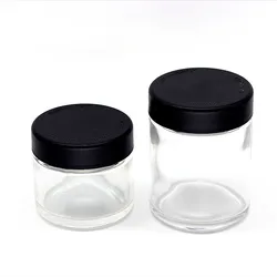 1oz 2oz 3oz 4oz clear straight sided glass jar with child proof cap for CBD  oil Packaging