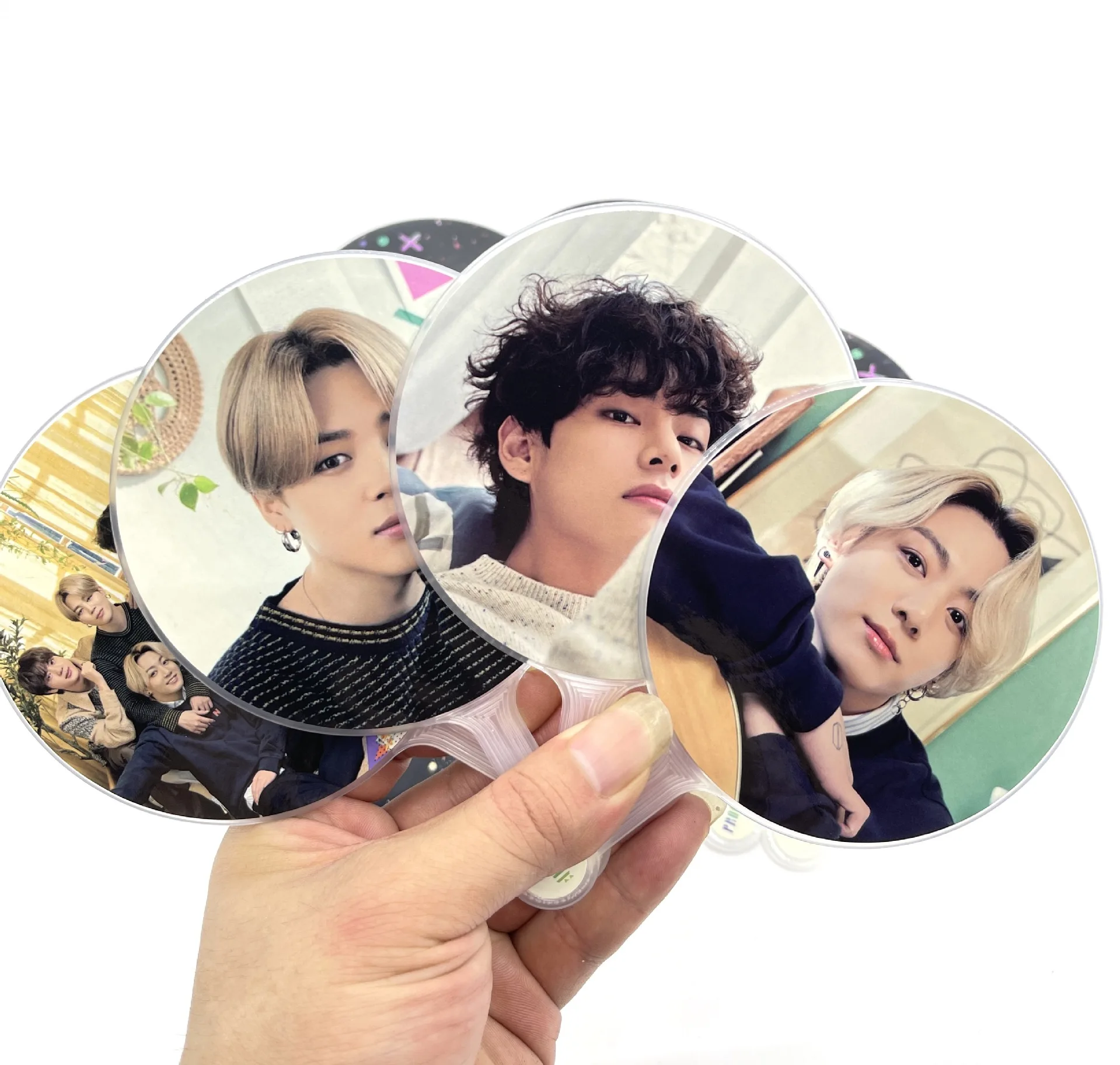 Новый пластиковый прозрачный мини-вентилятор Kpop и милый ручной вентилятор с ручным держателем, прозрачный ручной вентилятор