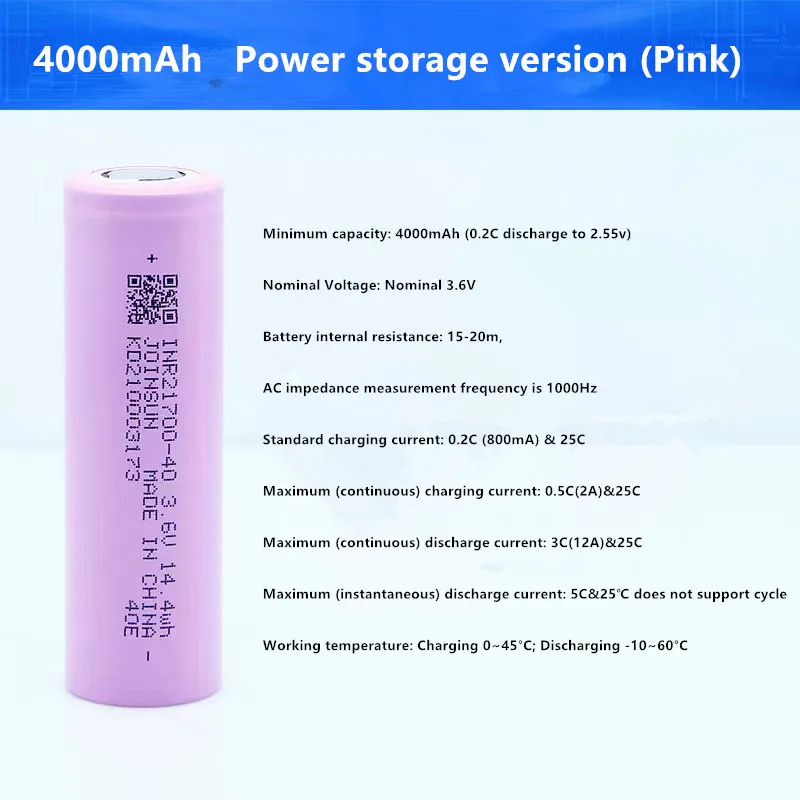 lithium ion Energy Battery Use Power Storage Type 21700 3.7V 40E 45E Lithium Battery