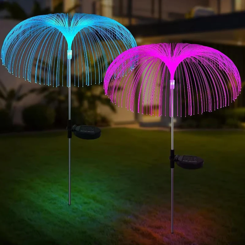 Solar Outdoor Garden Colourful Firework Lights Firework Starburst Led Fiber Optic Jellyfish Solar Lawn Lights