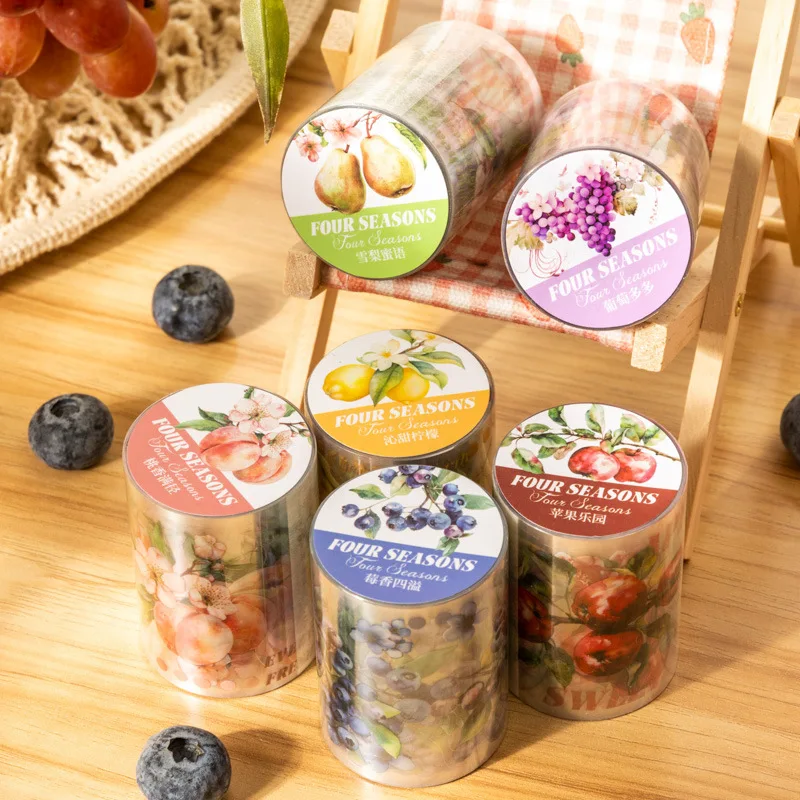 1Roll Fruit Theme Tape Flower and Fruit Collection PET collage material tape for handbook
