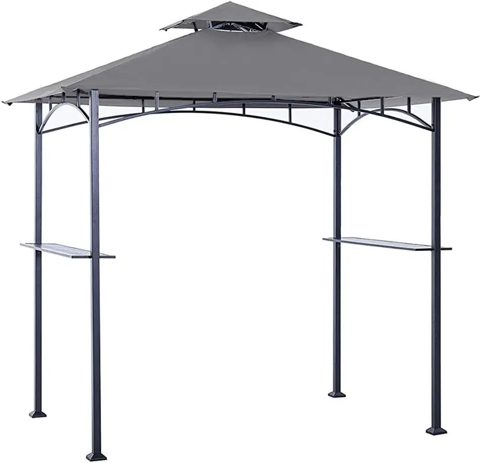 Grill Gazebo Replacement Roof - ABCCANOPY 5x8 Double Tiered BBQ Canopy Top Cover, Outdoor Grill Tent Roof (Gray)