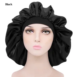 GIRLIZE Solid Color Extra Large Silk Satin Bonnet Elastic Sleep Cap Shower Cap Night Cap Beauty Hair Care Bonnet For Women
