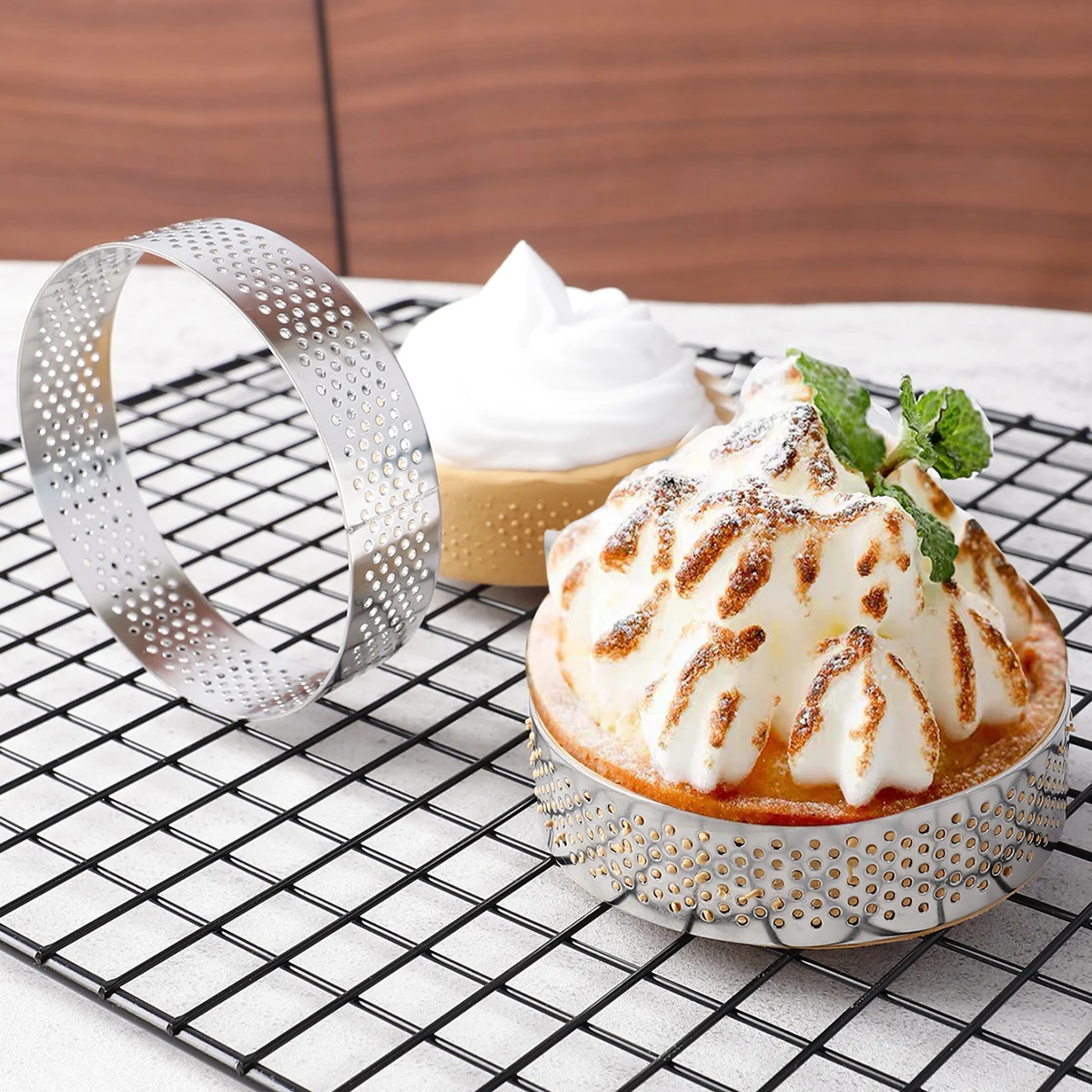 French style food grade non stick baking dessert pastry mold 8cm 3 inch mini round perforated stainless steel tart cake rings