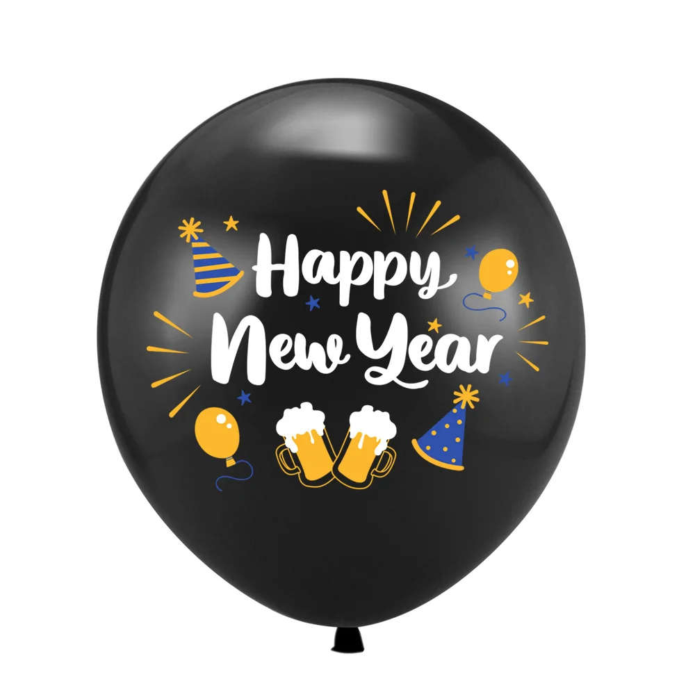 2022 Happy New Year Balloons  Gold Black Banner Photo Booth Frame Props Balloons  Garland New Year Party Supplies
