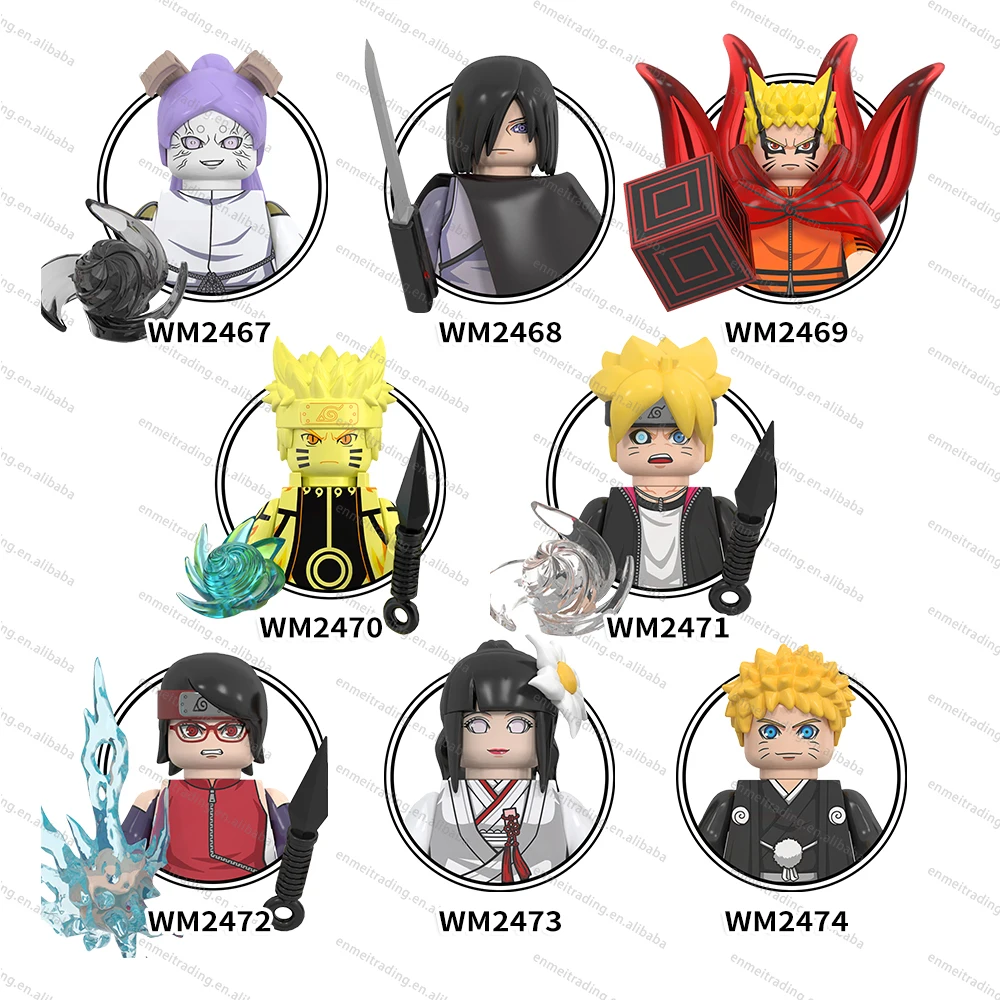 WM6152 Uzumaki Ootutuki Momoshiki Unchiha Sasuke Boruto Sarada Hyuga Hinata мини пластиковые строительные блоки детские подарочные игрушки