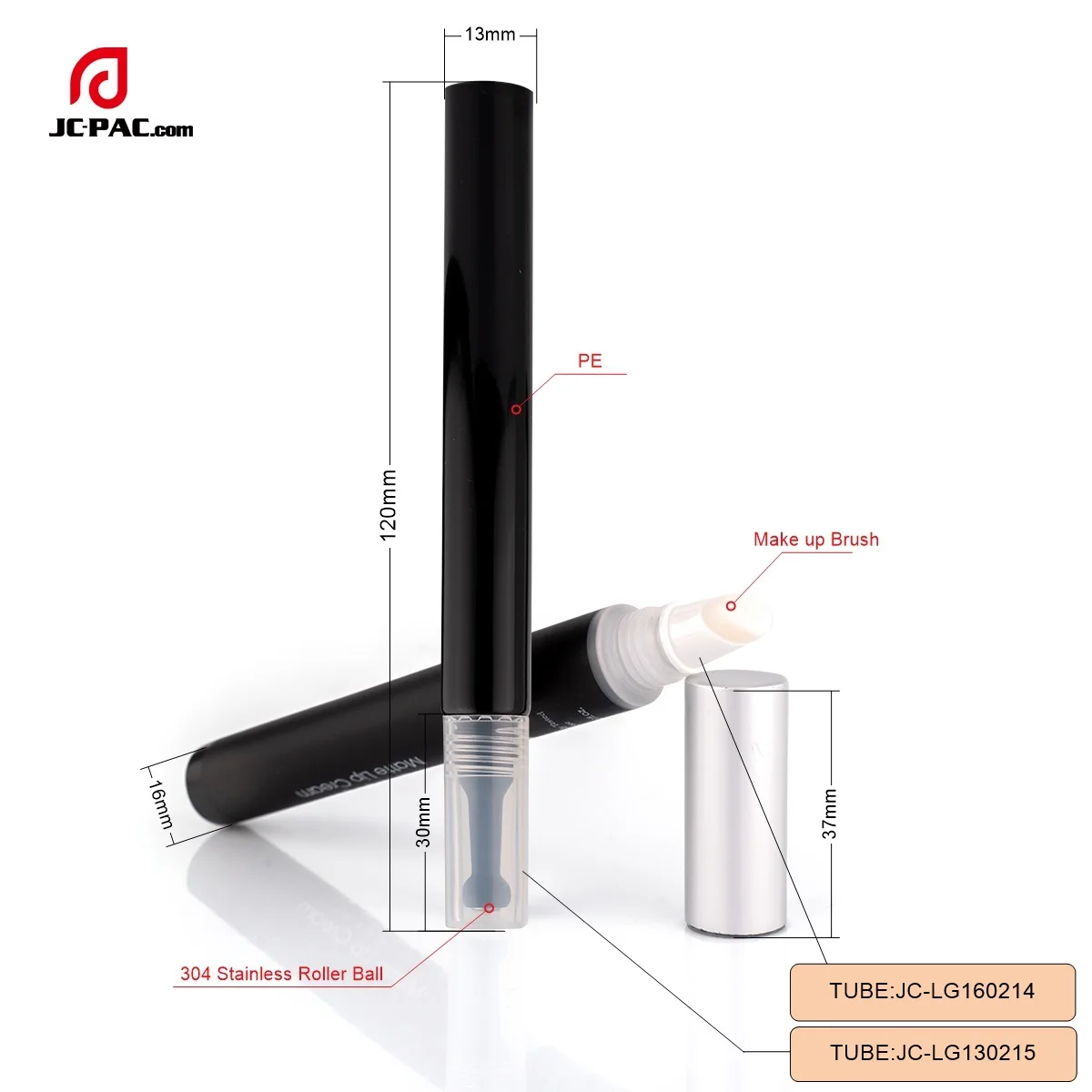 Empty Cosmetic Plastic Tube Black Tube With Special Pile Coating Brush Tip 10ml 15ml Nail Polish Oil Tube Packaging