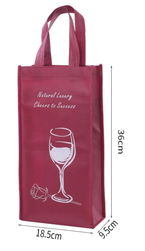 In stock amazon hot sale popular gift single double sturdy bottle non woven wine bag