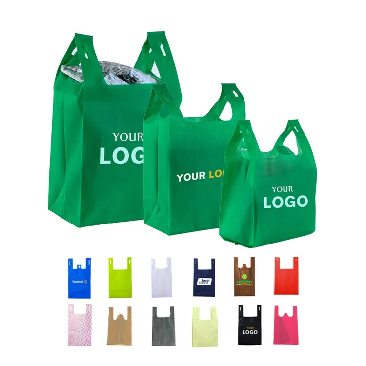 70gsm reusable recycled carry bag custom non woven bag supermarket shopping bag with bottom