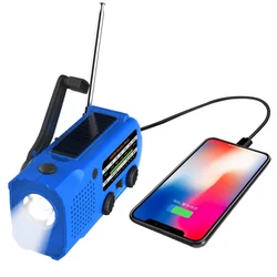 Hot sell Emergency solar hand crank led flashlight noaa am fm weather portable radio with 5000mAh power bank