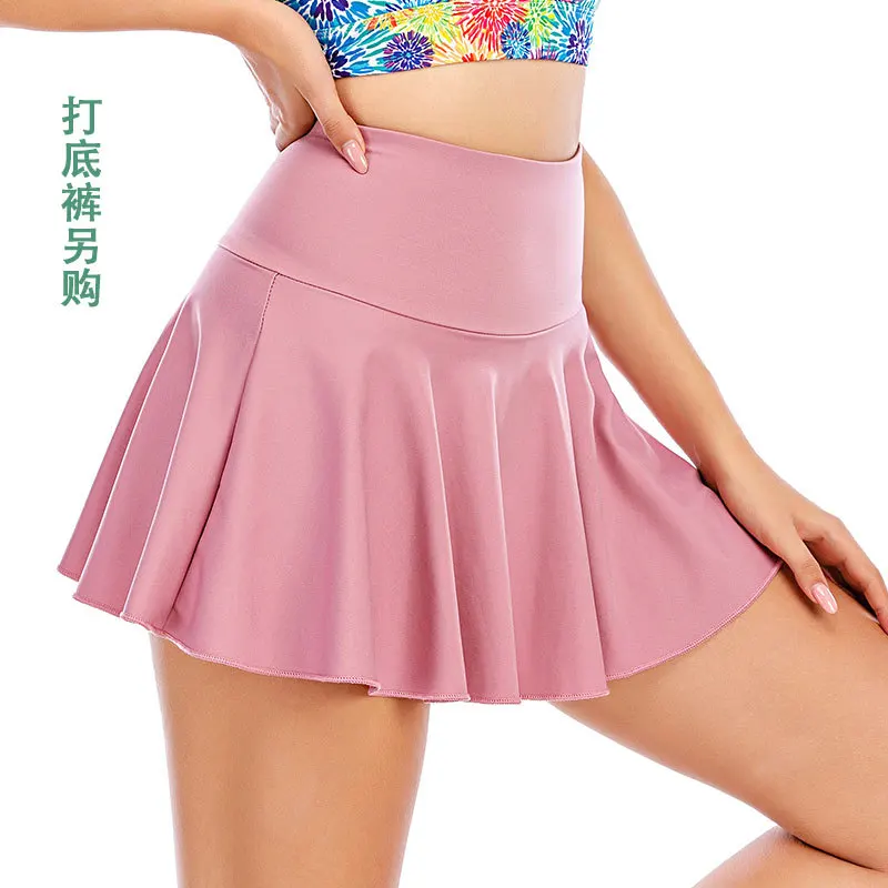 Fashion Tennis Skirt Solid Color Custom Logo Wholesale Fitness Workout Gym Movement Casual Dress Women Yoga Sports Skirt
