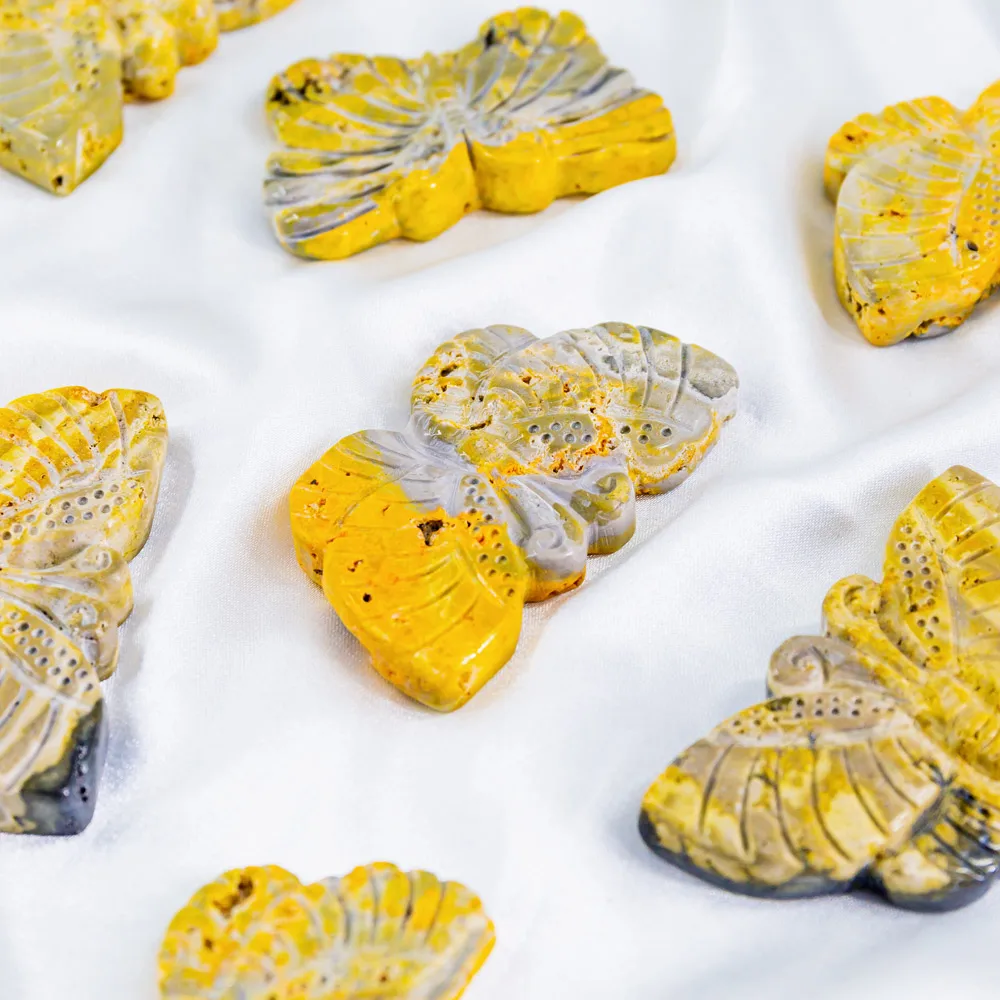 Wholesale natural high quality folk crafts crystals healing stones bumblebees jasper butterfly for home decoration