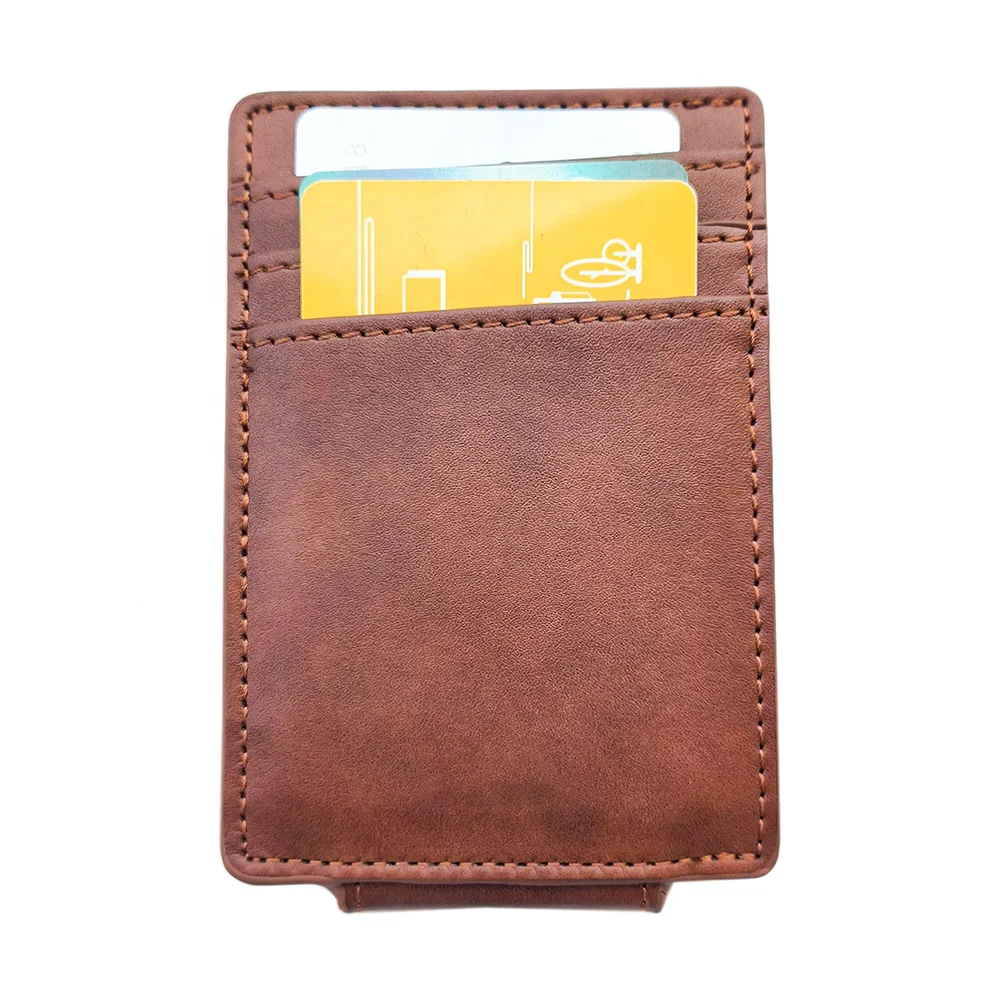 2024 New Recommend genuine leather card wallet portable slim wallet magnetic money clip