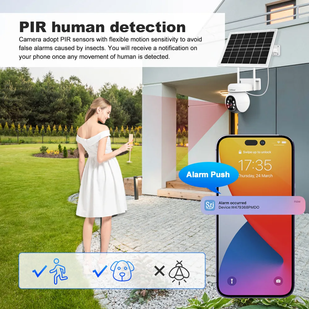 South America 4G Outdoor Solar PTZ Camera With Sim Card 4MP Solar Camera With PIR Human Detection Full Color Night Vision Camera