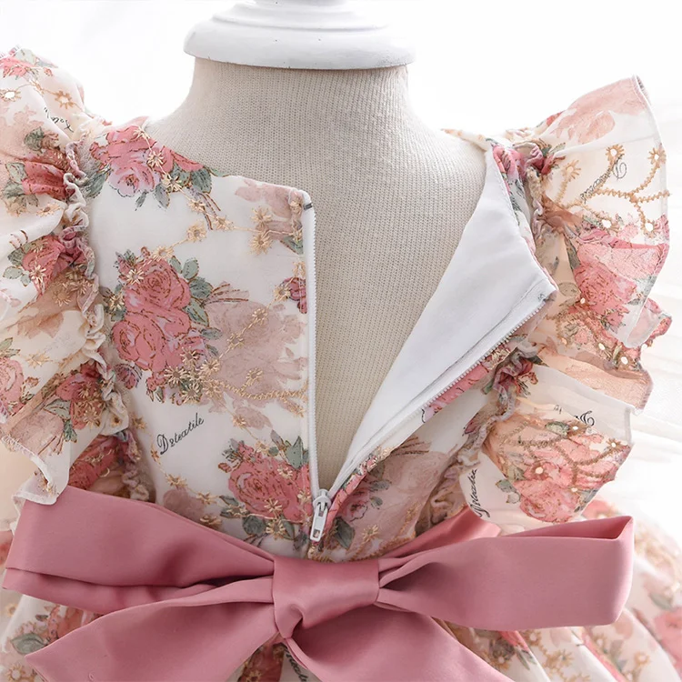 Baby Girls 2-12 Years Old Lolita Princess Up Dress Lovely High Quality Chiffon Kids Clothes