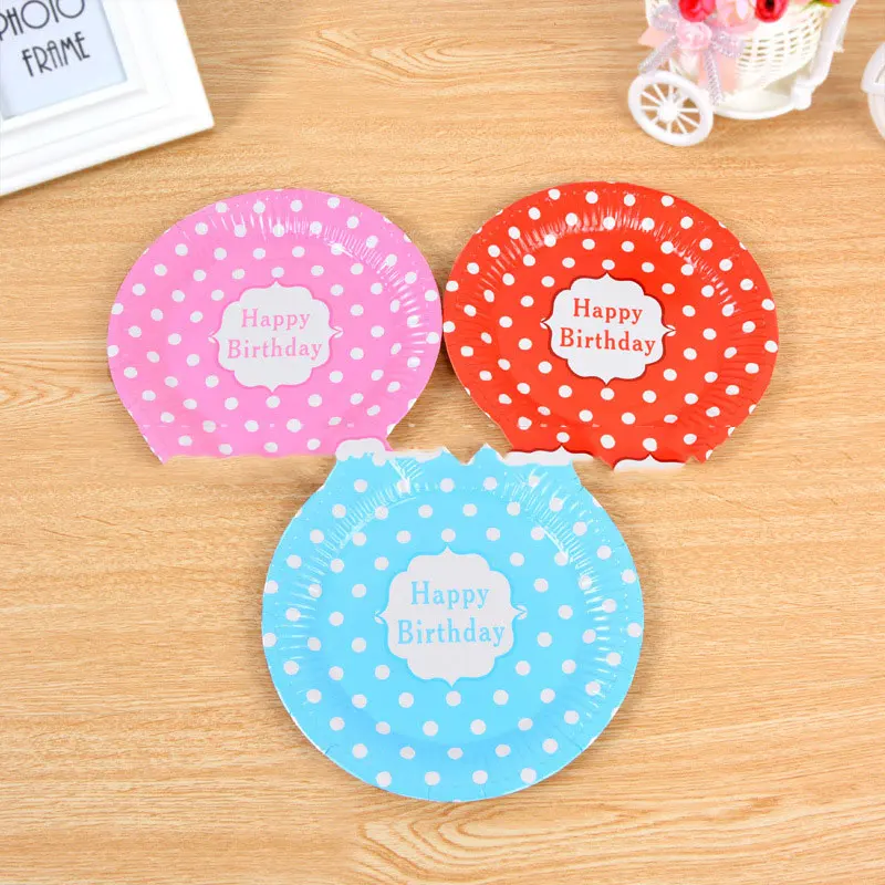Factory Wholesale  Happy Birthday Printing  Round  Plates Design Disposable Cardboard Paper Plate