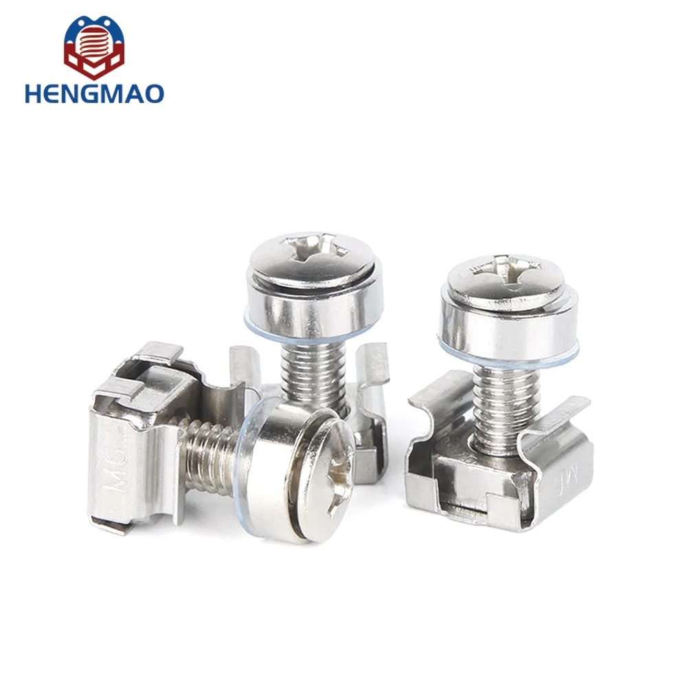 Factory Supply M2 to M8 Nickel Plated Mounting Screws For Server Rack Cabinet With Cage Nut