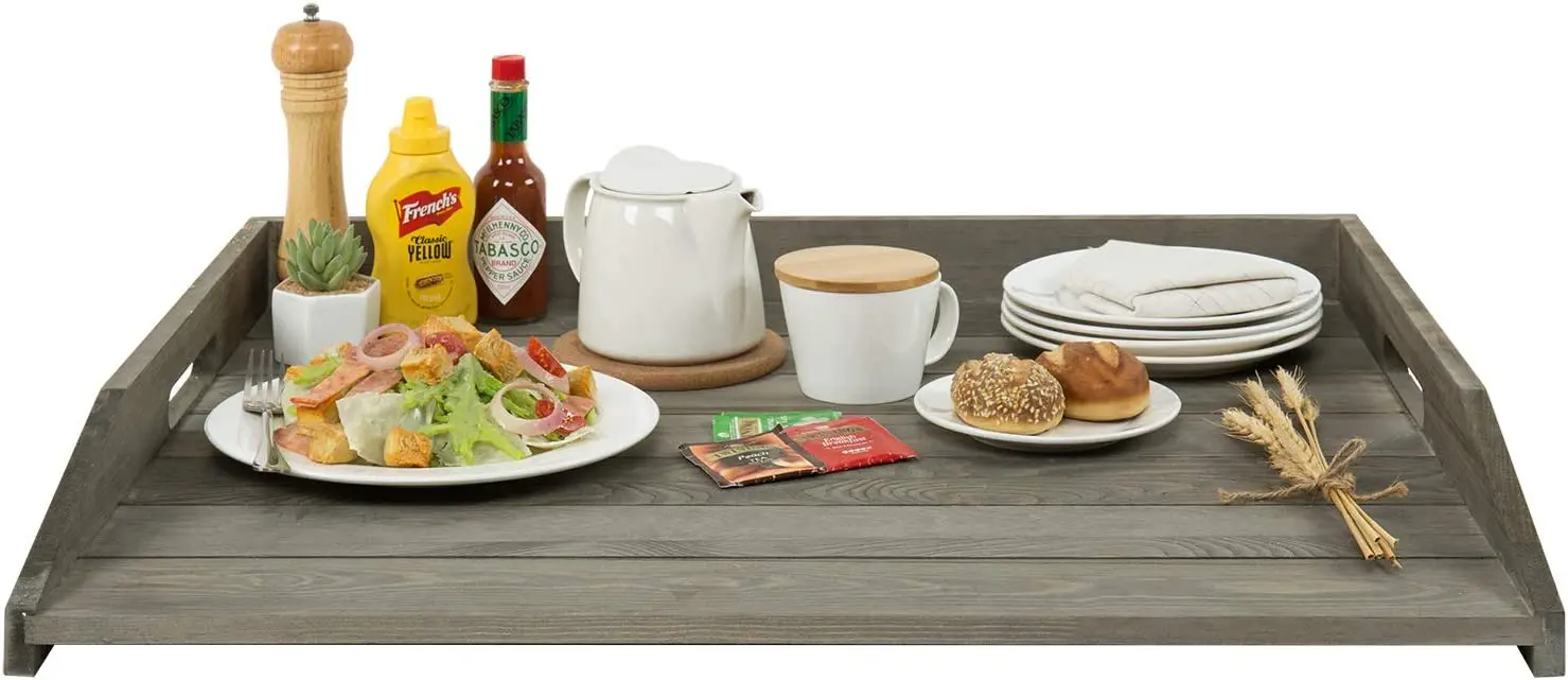 Best selling Portable Cutout Handle Stove Top Worktop Wooden Tray